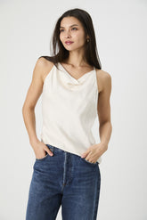 FRENCH CONNECTION ENNIS SATIN COWL NECK TOP
